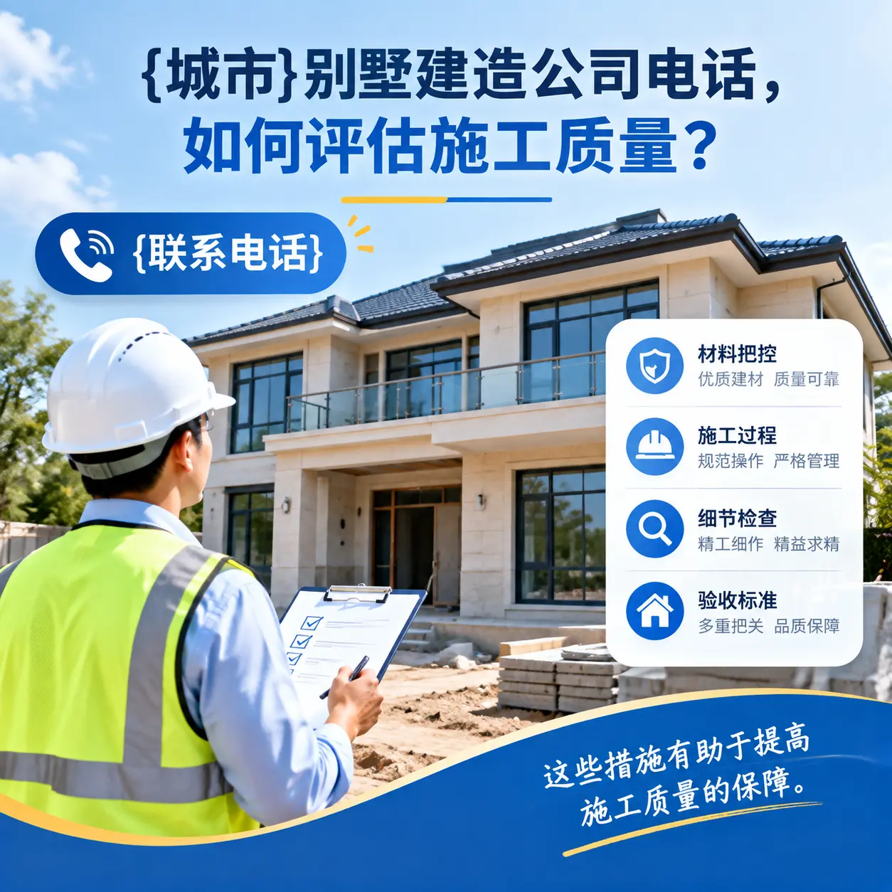 宁夏别墅建造公司电话，如何评估施工质量？